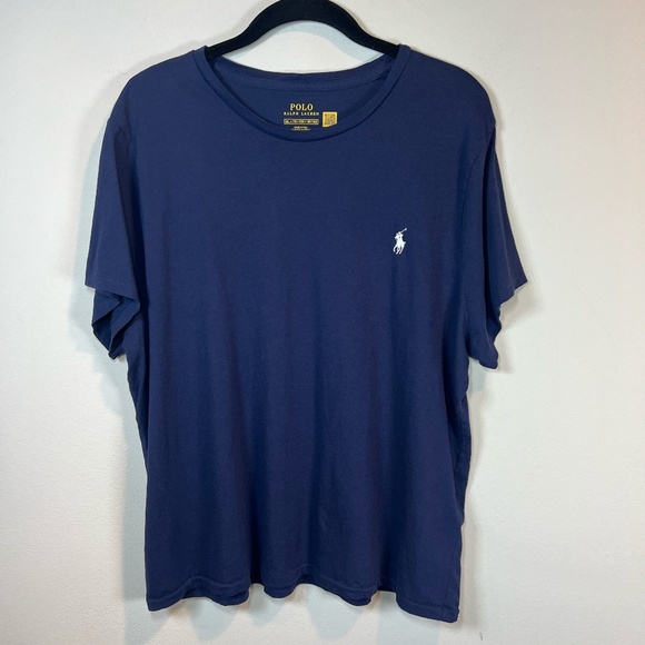 Polo Ralph Lauren Womens Cotton Crew Neck T-Shirt Navy Blue Embroidered Pony XXL - Picture 1 of 10